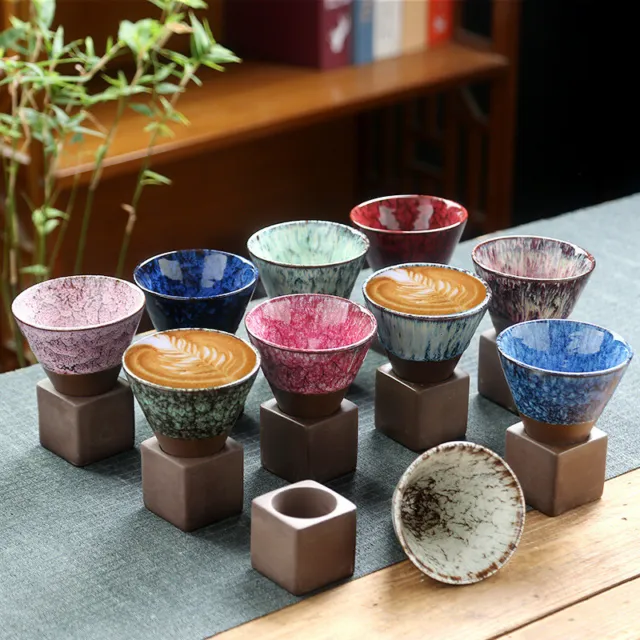 Kiln Firing Retro Ceramic Coffee Mug Creative Glazed Teacup Pottery Espresso Cup 3