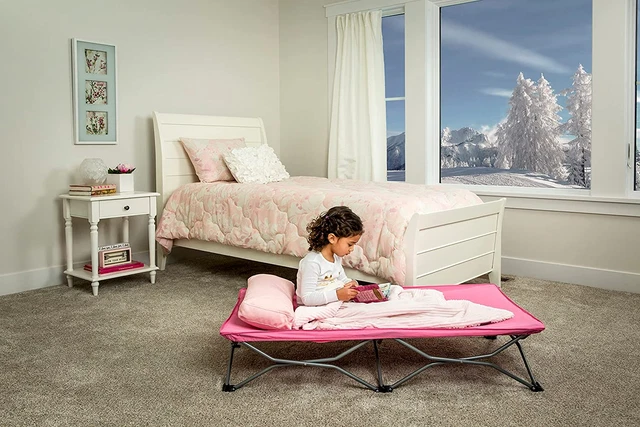Regalo My Cot Portable Toddler Bed, Includes Fitted Sheet, Pink