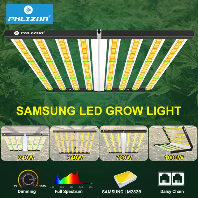 PHLIZON 640W 1000W LED Grow Lights Full Spectrum Indoor Veg Flower ...