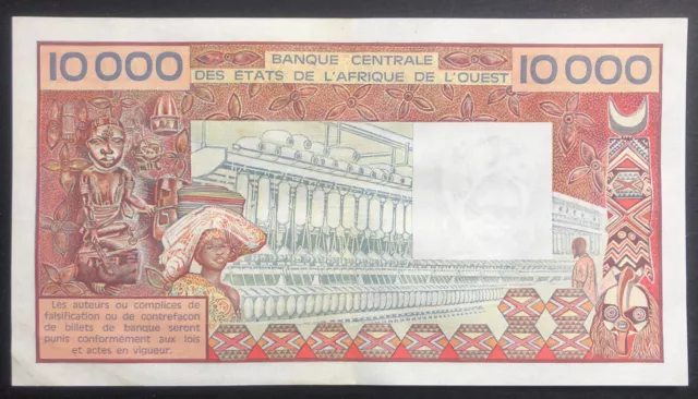 N°50 Billet De Banque 10000 Frs Côte D'ivoire 1989/1990 Sup+/Xf+ 2