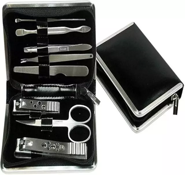 Manicure And Pedicure Set Compact Stainless Steel 8Pc Grooming Kit Travel Case