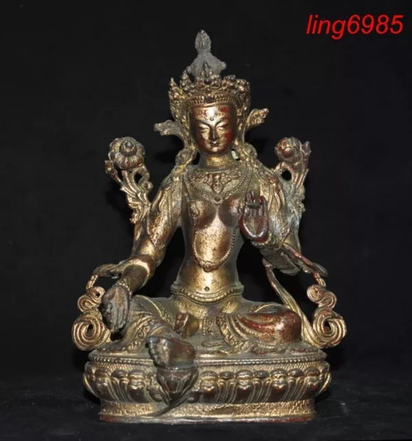 Tibet Buddhism temple bronze gilt Tara Kwan-Yin GuanYin goddess buddha statue