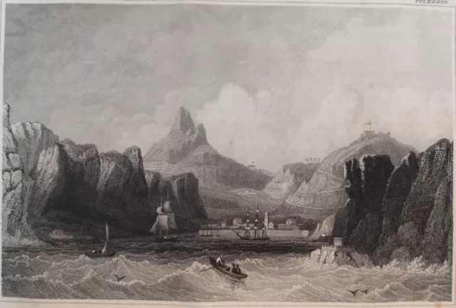 Stahlstich v. 1834. St. Helena Longwood, Napoleon´s Wohnung, Nach der Natur gez.