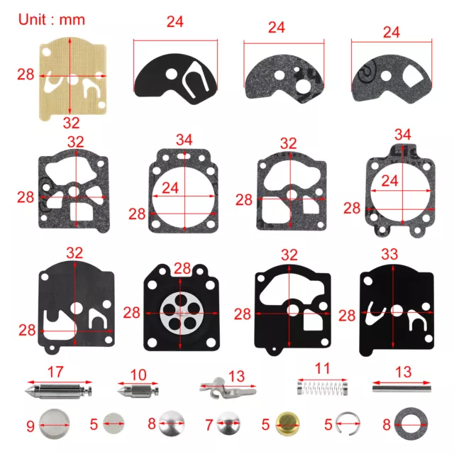 Walbro Type K10-WAT Rebuild Kit Suits WA and WT Carburetors Echo Ryobi Sthil 3