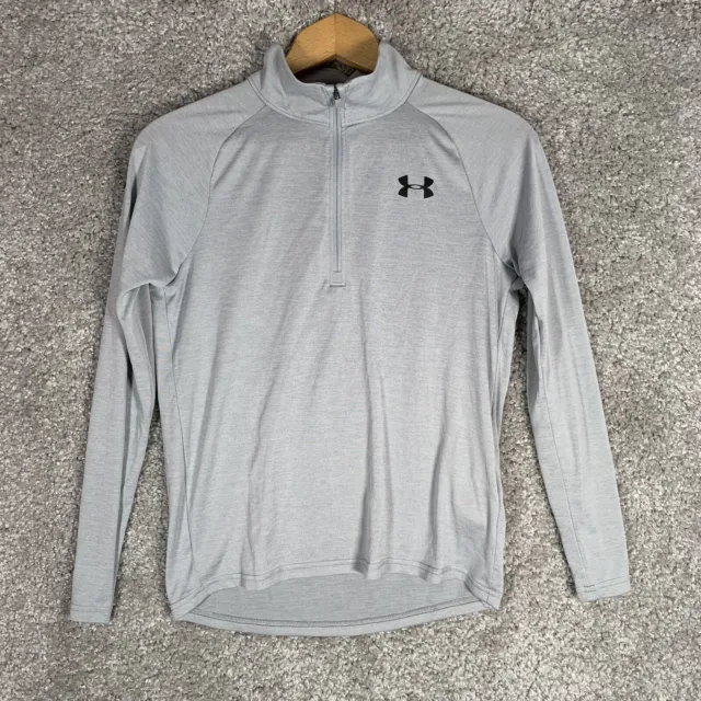 Under Armour Mens Grey 1/4 Zip Long Sleeve Activewear Top Size Youth XL