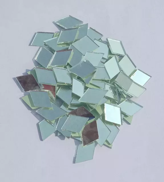 100 Pieces, Diamond Rectangle Silver Craft Glass Mirror Mosaic Tile Decor Art