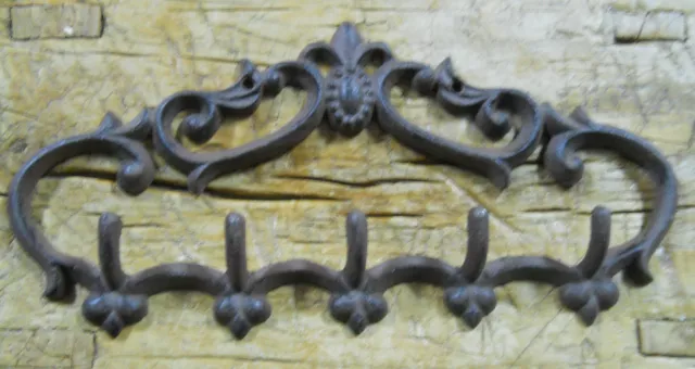 Cast Iron VICTORIAN STYLE Towel Coat Hooks Hat Hook Key Rack Rustic BROWN Finish