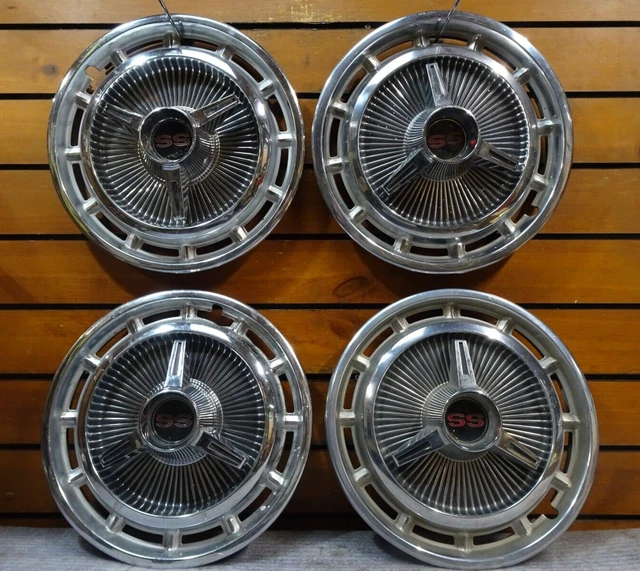 VINTAGE 196567 CHEVY Nova Impala Ss Spinner Hubcaps Wheel Covers 78.