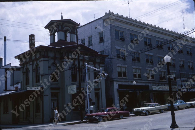 Sl60  Original slide 1960's  Gettysburg downtown city st Impala 330a