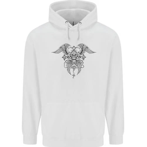 Cross Skull Wings Gothic Biker Heavy Metal Childrens Kids Hoodie