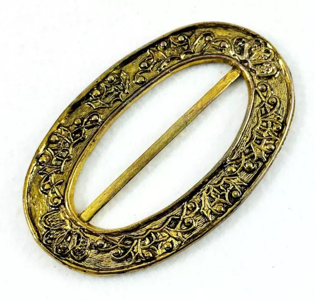 Oval Embossed Textured Gold Tone Belt Buckle to fit 3 Inch Belt Vintage.