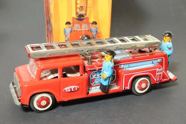 Camion Pompiers Tippco Guthermann – Tôle – Us Zone – Jouet Vintage