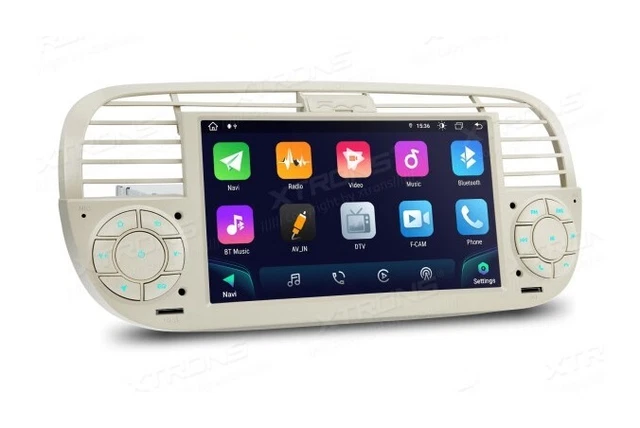 Autoradio Android 15 Per FIAT 500 2007-2015 – 7'' IPS, CarPlay E Android Auto Wireless, GPS, Bluetooth, Retrocamera