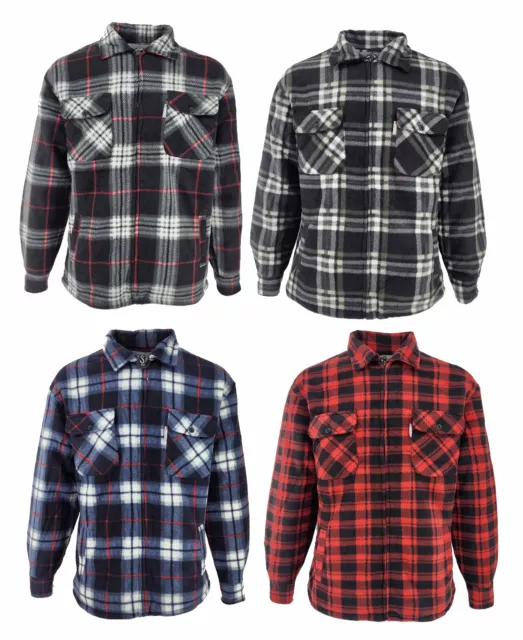 Mens Padded Shirt Sherpa Fur Lined Lumberjack Flannel Work Jacket Warm Thick UK