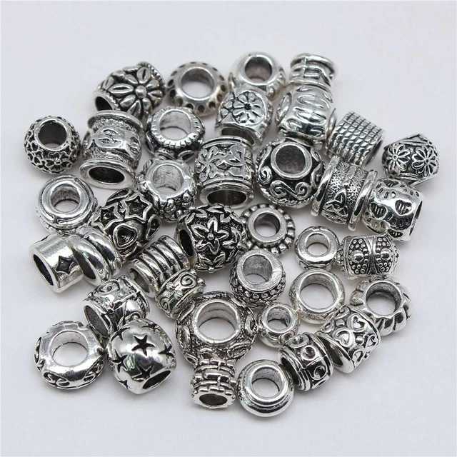 10pcs Big Hole Round Carved Spacer Beads Hair Braid Tube Hollow Hair Dread Bead