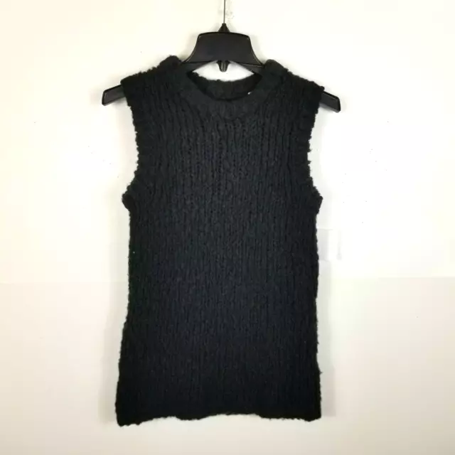J Brand Ready-to-Wear Aquene Sleeveless Sweater Black Chunky Women Wool Blend S 2