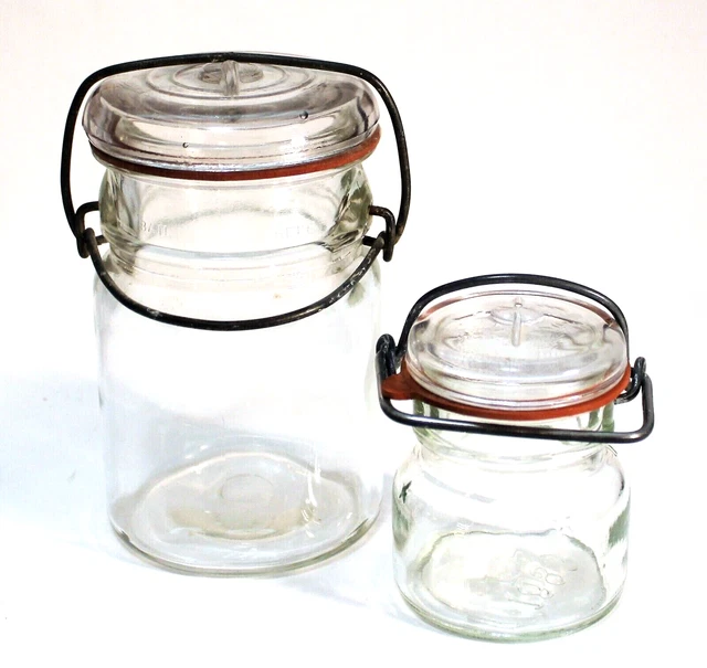 VINTAGE CANNING JARS Clear Glass Lid Wire Bail 2 13.95 PicClick