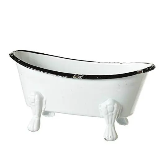 Estatuilla decorativa de mostrador de metal para bañera en blanco y negro 5,5 x 2,75