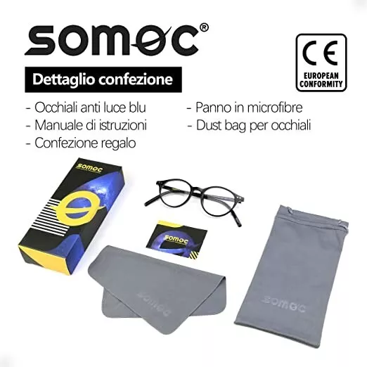 Occhiali Da Lettura Uomo Donna Senza Gradazione Anti Luce Blu Pc Computer Regalo