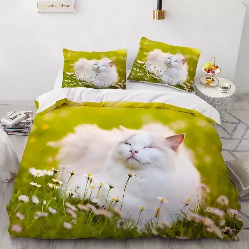 3D Printed Cute Cat Bedding Set Twin Queen Size Duvet Cover Home Textileextile 2