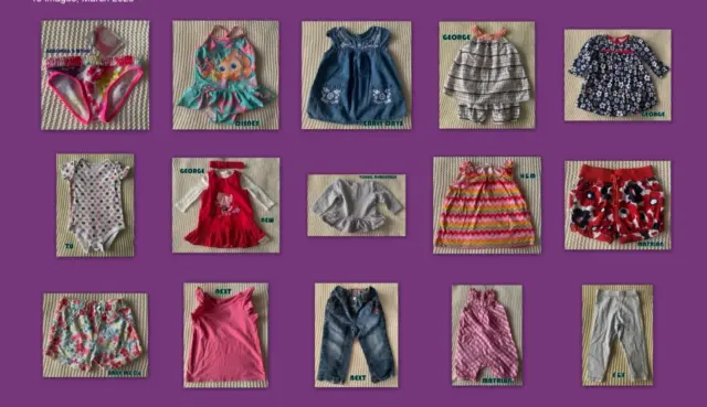 Huge Bundle Of Girls Clothes 9-12 months NEXT,GEORGE,YOUNG DIMENSION,F&F,TU,H&M