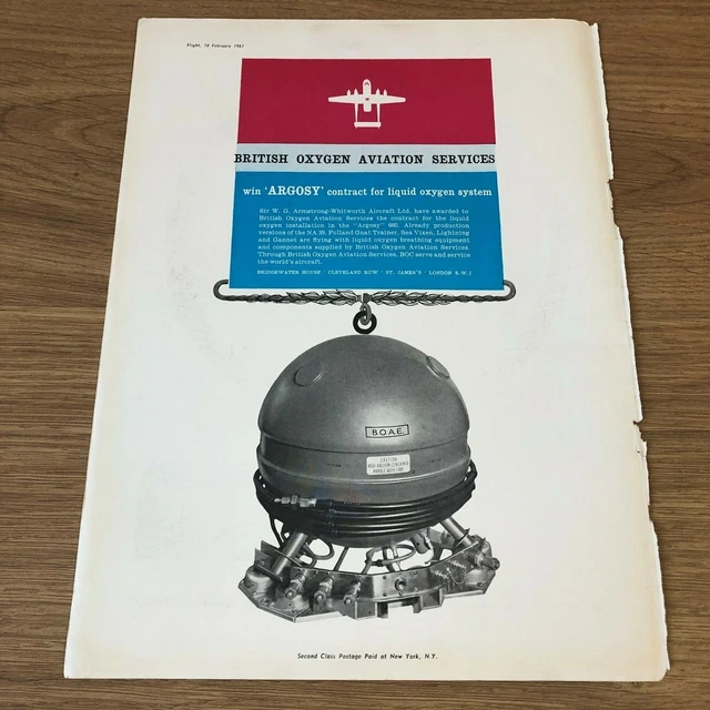 (STA1) Advert 11x8" British Oxygen Aviation Services. Liquid Oxygen System