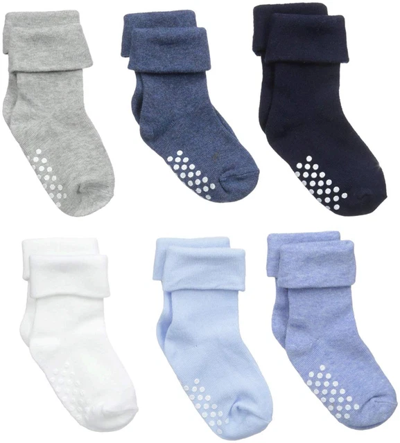 Unisex-Baby Non-Skid Turn Cuff 6 Pair, Boy Multi, Size Toddler raPz