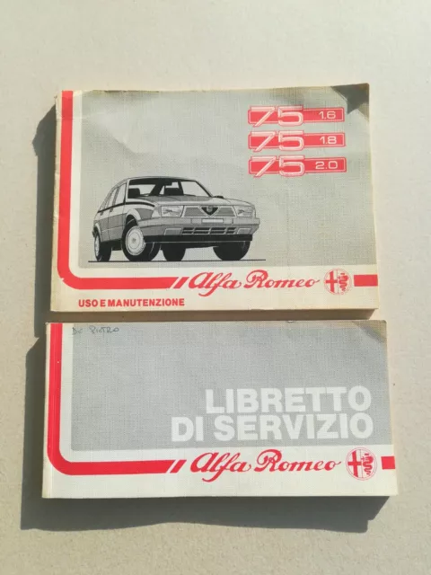 Alfa Romeo Alfa 75 1.6 - 1.8 - 2.0  🍀 Libretto Di Uso E Manutenzione + Servizio