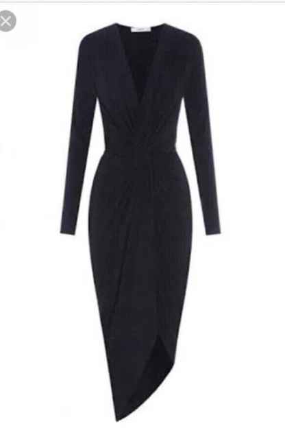 SHEIKE WOMENS ALTITUDE dress size 10 navy stretch long sleeve v