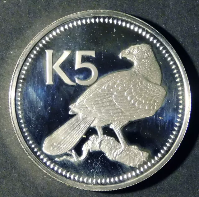 1975 Papua New Guinea Silver 5 Kina ***PROOF***New Guinea Eagle***