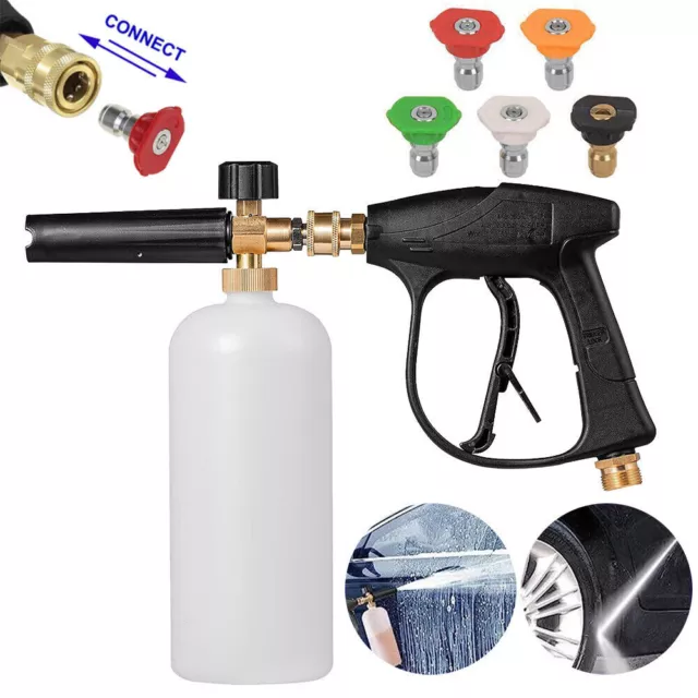 Pressure Washer Snow Foam Cannon Lance Gun 1/4" Quick Release Foam Cannon Bottle