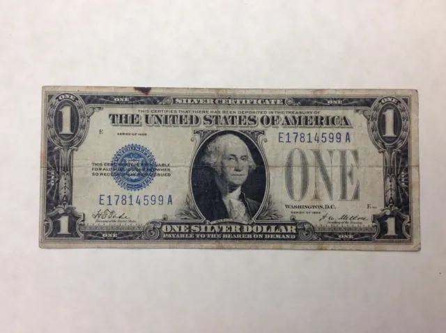 1928 One Dollar Silver Certificate Tate/Mellon Fr 1600