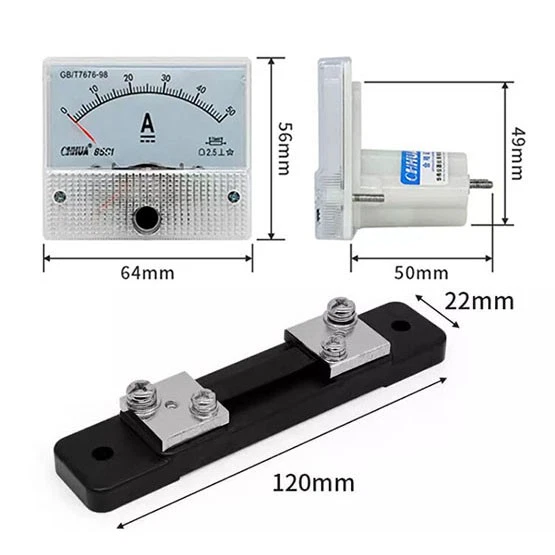 NOYITO Metall Shunt Widerstand 20A / 75mV – 2 Stück, Für Analog-Amperemeter, Genauigkeit 0,5