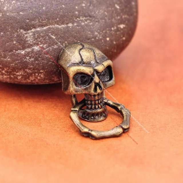 10X Retro Latón Calavera Anillo Cartera Cartera Cadena Hágalo usted mismo Cuero Conector Concho