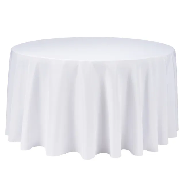 Weiße elfenbeinschwarze runde Polyester Tischdecke Hochzeit Dekorationen Tischdecke UK