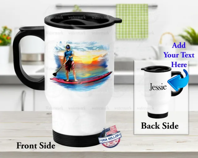 Summer Fun Paddleboarder - Stainless Steel Thermal 14oz Insulated Travel Mug