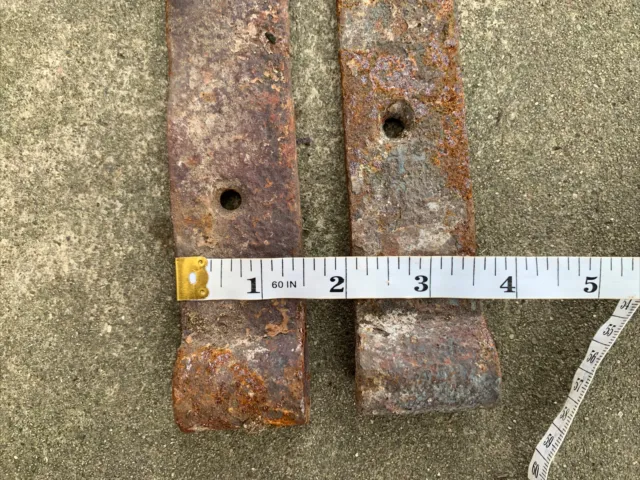 Antique Pair 16” Hand Forged Iron Barn Door Strap Hinges (d) 3