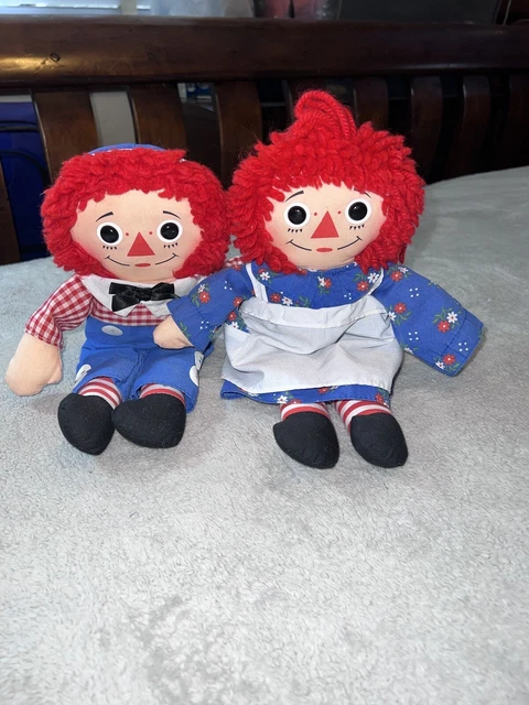 Vintage Playskool 1989 RAGGEDY ANN & RAGGEDY ANDY Doll Set 12 with Full Oufits