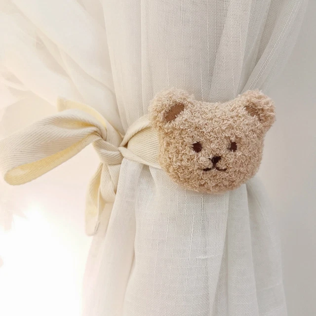 (Orso colore tè latte) tenda cravatta corda facile da pulire modello testa orso