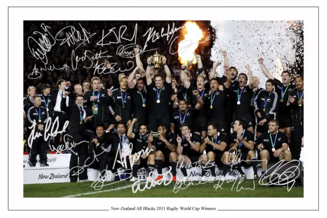 New Zealand All Blacks 2011 World Cup Winners Autograph Signed Photo Print