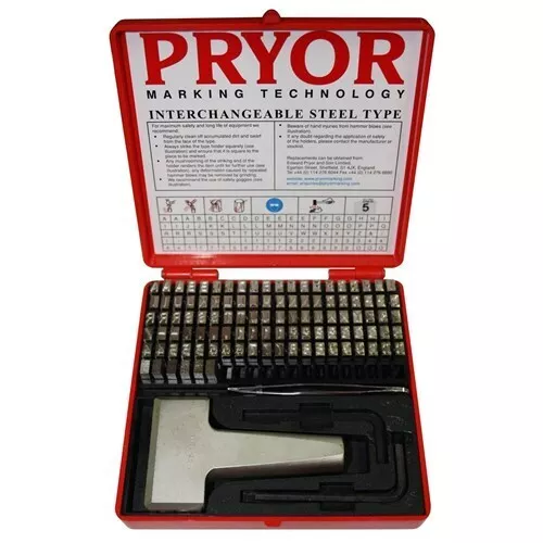 Pryor 1mm Interchangeable Punch Steel Font Set With Holder - PRY112H1M
