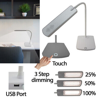 LED Lampe de Table Bureau Intensité Variable Chevet Lecture Tactile USB