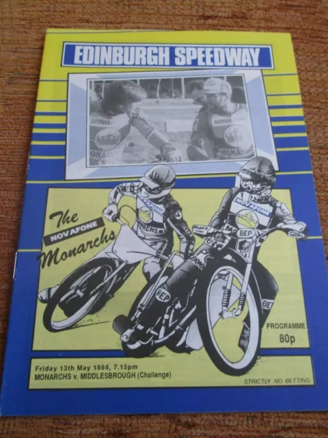 Speedway Programme - Edinburgh v Middlesbrough 13/5/1988