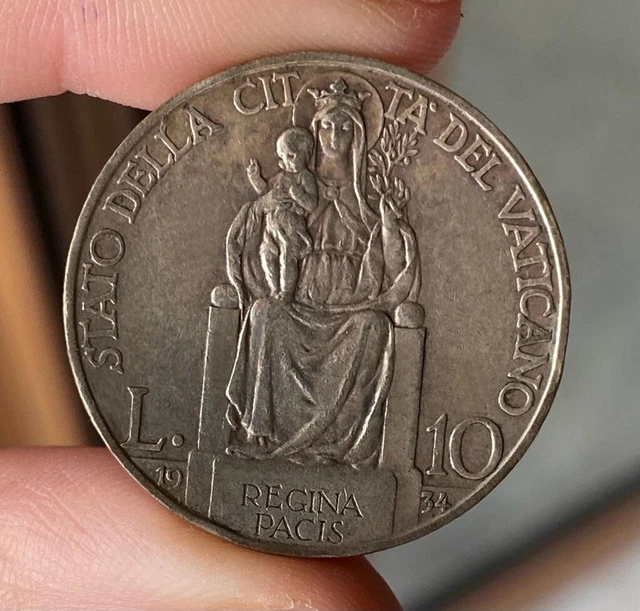 Citta' Del Vaticano 10 Lire 1934 Pio Xi Alta Qualita' Argento Silver