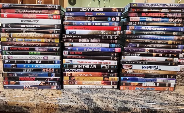 Large Lot of 62? Assorted Genres, Action, Mystery, Drama Etc Used Movies DVDs