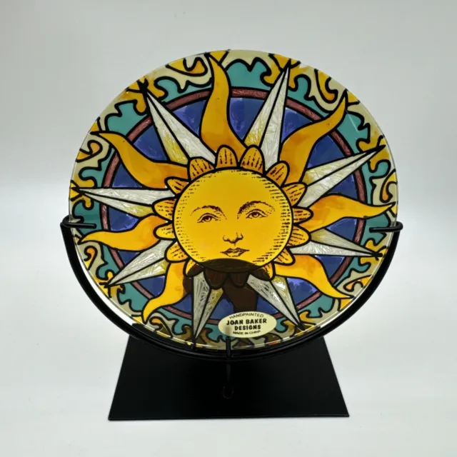 Joan Baker Designs Stained Glass Handpainted Candle Holder Sun Design Colorful