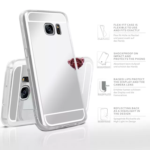 Hülle für Samsung Galaxy S7 Silikon Case Cover Spiegelhülle  Dünn Chrom Metallic 3
