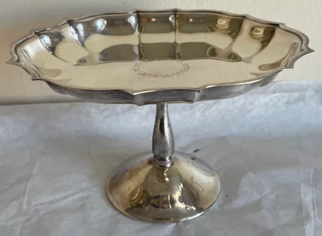 Midentury Silver PEDESTAL Compote Candy/Nut/Mint Dish Unmarked  7 x 5.5"