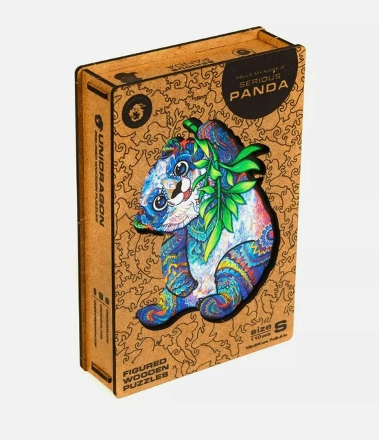 Unidragon Wooden Jigsaw Puzzle, Serious Panda, Super Unique, NIB, Russian Puzzle