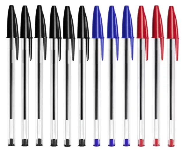 12 High Quality Ballpoint Biro Pens. Black, Blue, Red, Assorted Available Medium